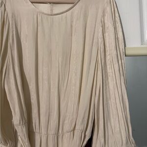 Cream Long Sleeve Sundress with Bishop Sleeves